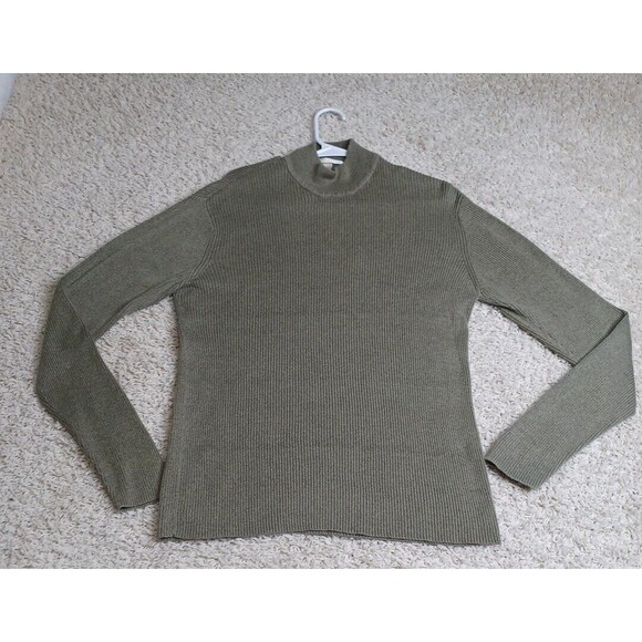 Perry Ellis Mens Moss Green Long Sleeve Mock Neck Pullover Sweater L Large - Picture 1 of 7